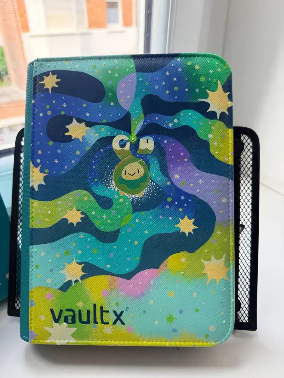 Custom handpainted glow in the dark Budew Pokémon VaultX binder