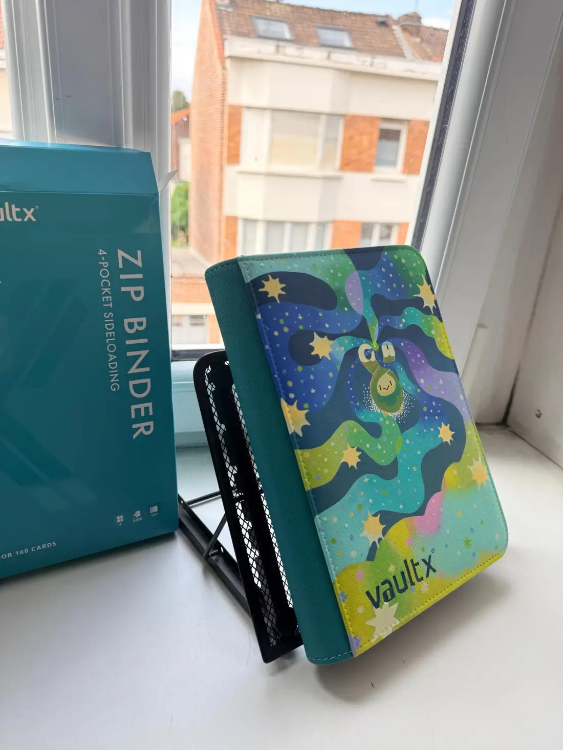 Custom handpainted glow in the dark Budew Pokémon VaultX binder