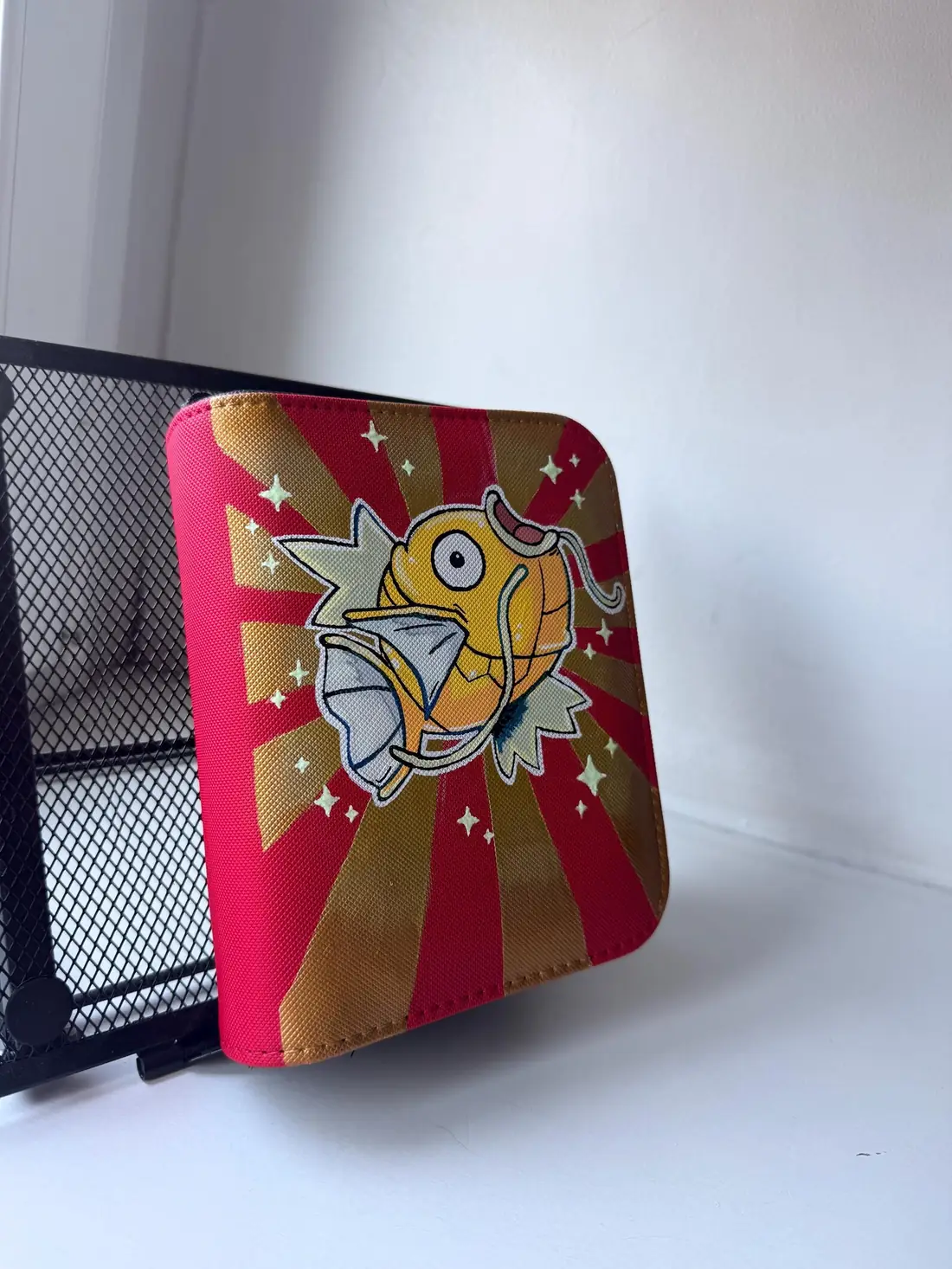 Custom handpainted glow-in-the-dark Shiny Magikarp toploader binder