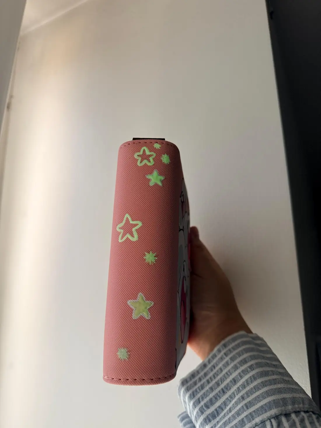 Custom handpainted glow-in-the-dark Shiny Maushold toploader binder